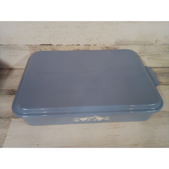 Vintage Blue Duck Mirro Aluminum Cake Pan Card Scratched Finish Missing - Picture 10 of 16